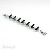 Green Acqua Tourmaline quartz and Plain Bracelet Mexican Sterling Silver